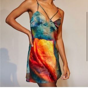 Urban outfitters pretty please cut out galaxy dress